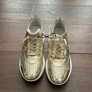 Baldinini NWT Gold Sneakers with white bottom.